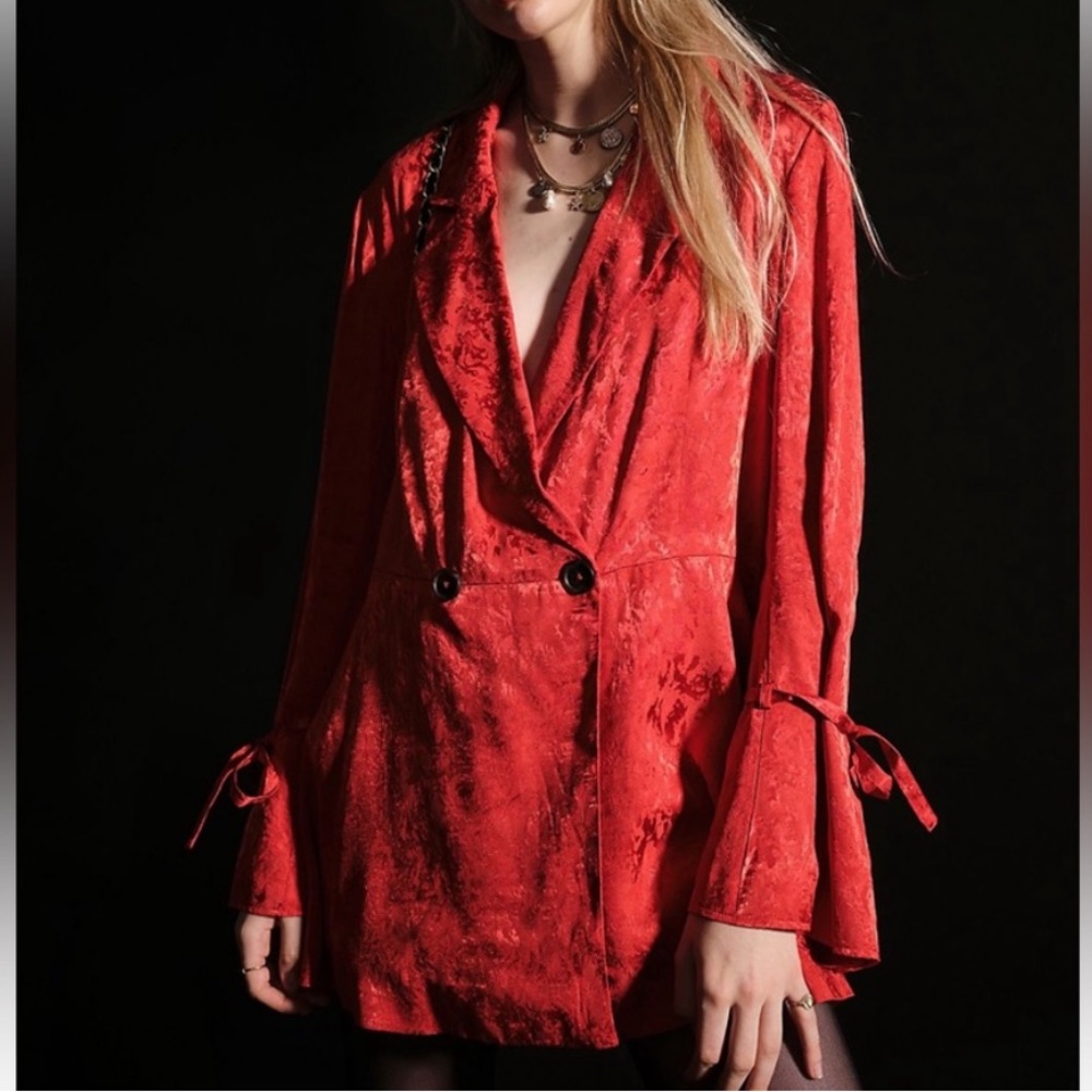 Free People Stella Jacquard Blazer Jacket in Rare Sienna